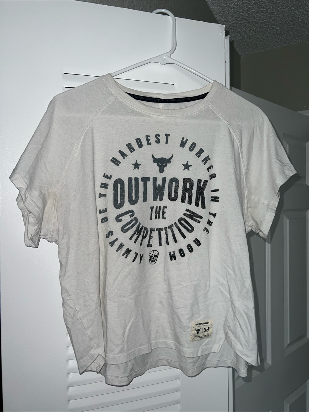 Project Rock | White Graphic Crop Top with Black Logo